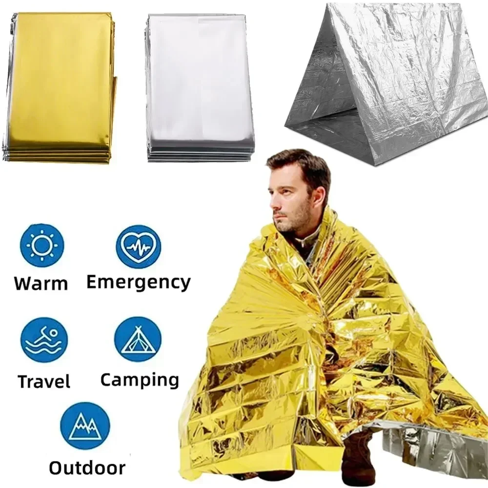 1-10PCS Emergency Foil Thermal Blanket Waterproof Windproof for Outdoor Survival Rescue First Aid Camping Kit