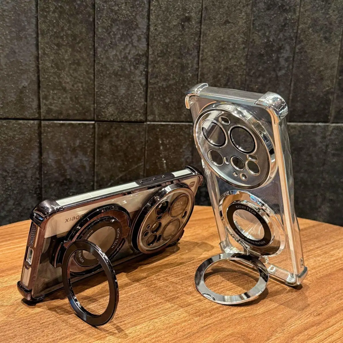 Deluxe Transparent Electroplated Stand Anti-Fall Case with Four-Corner Protection
