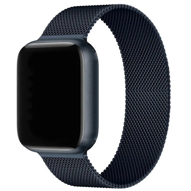 Magnetic Band Compatible with Apple Watch 45mm 44mm 42mm Adjustable Milanese Clasp Loop Strap for iWatch Series 7/6/5/4/3/2/1 SE Midnight Blue
