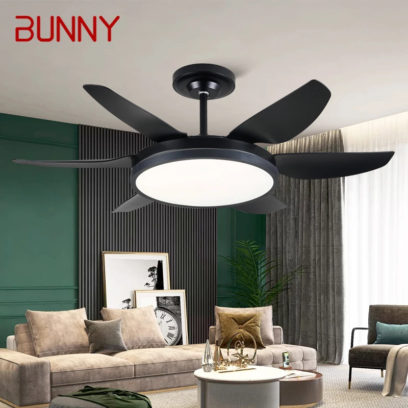 BUNNY 북유럽 LED 천장 팬 조명, 모던 미니멀리스트 레스토랑, 거실, 침실 상업용 전기 선풍기