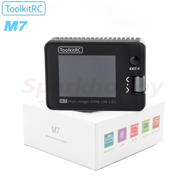 ToolkitRC M7 200W 10A 1-6S Lipo High Power Lithium Battery Multifunctional Balance Charger Discharger 2.0inch LCD For RC Drones 1