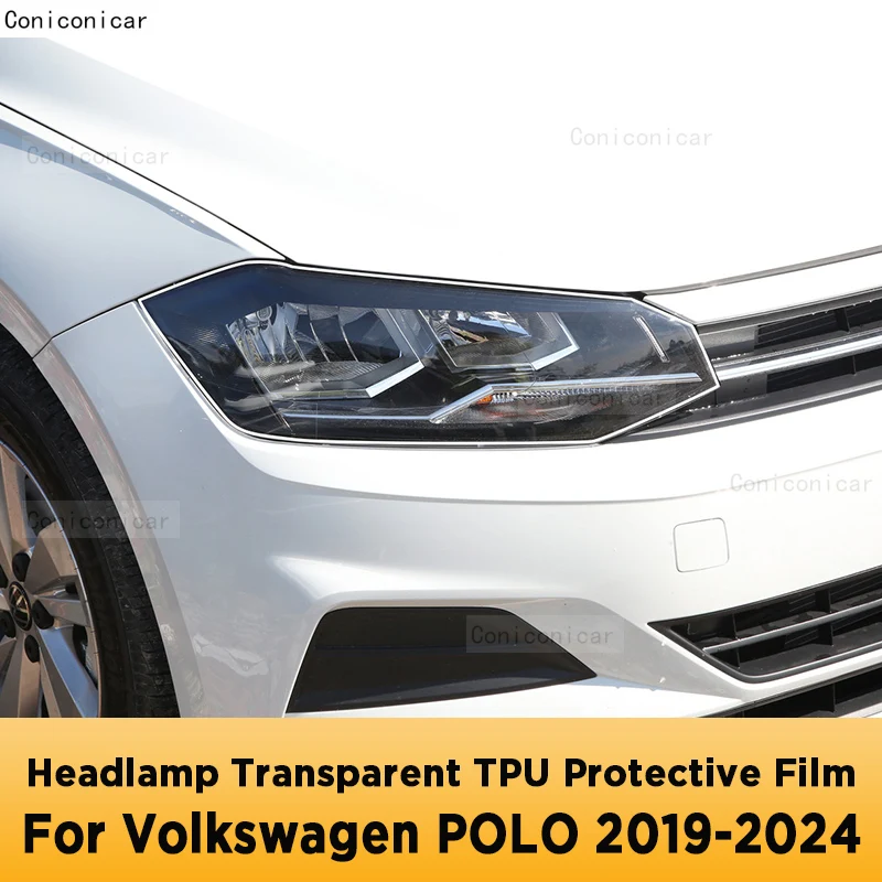 

Для Volkswagen POLO 2019-2024 Автомобильная внешняя фара Защита от царапин передняя лампа прозрачная фотолампа аксессуары