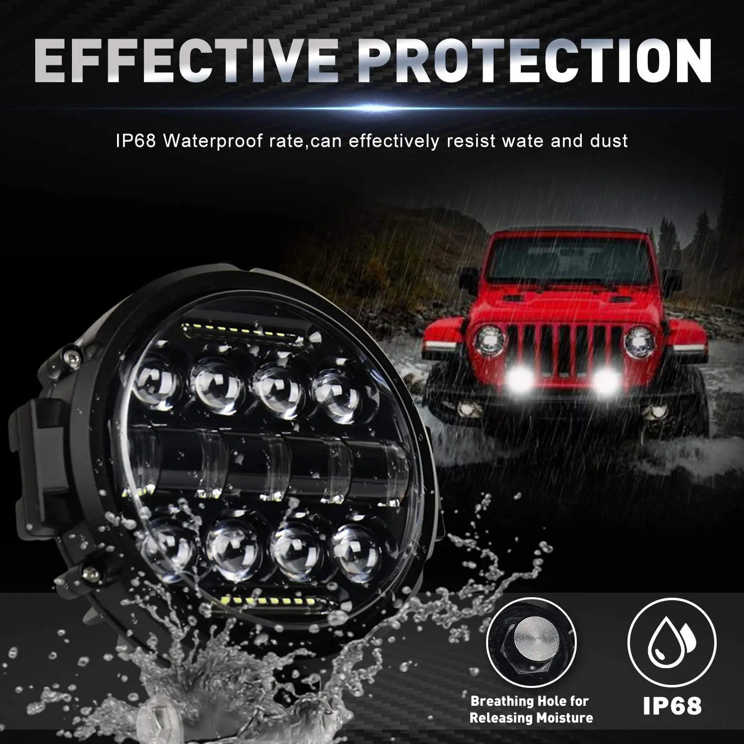 7inch Waterproof LED Headlight Hi/Low Daytime running Offroad LED Bar Spot Flood
