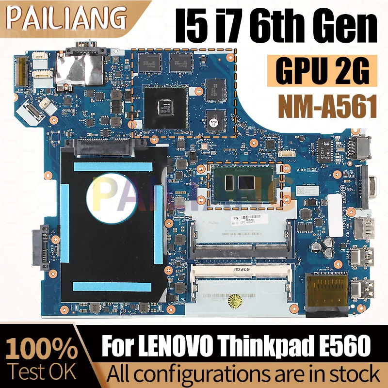 

For LENOVO Thinkpad E560 Notebook Mainboard Laptop NM-A561 I5-6200U I7-6500U 216-0868000 2G 01AW105 Motherboard Full Tested