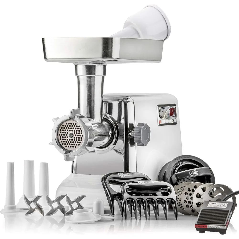 

6-In-1 Powerful Size #12 Electric Meat Grinder with Foot Pedal • Sausage Stuffer • Kubbe Maker • Patty Press