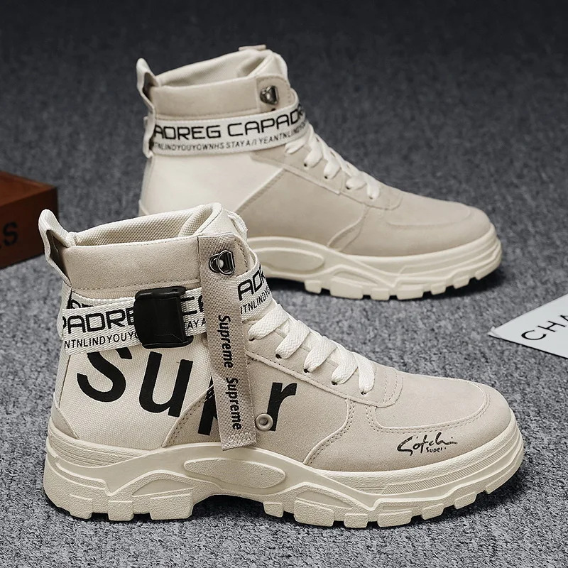 

Board shoes men's new fall and winter with round head high-top trend boots men's military boots men's shoes