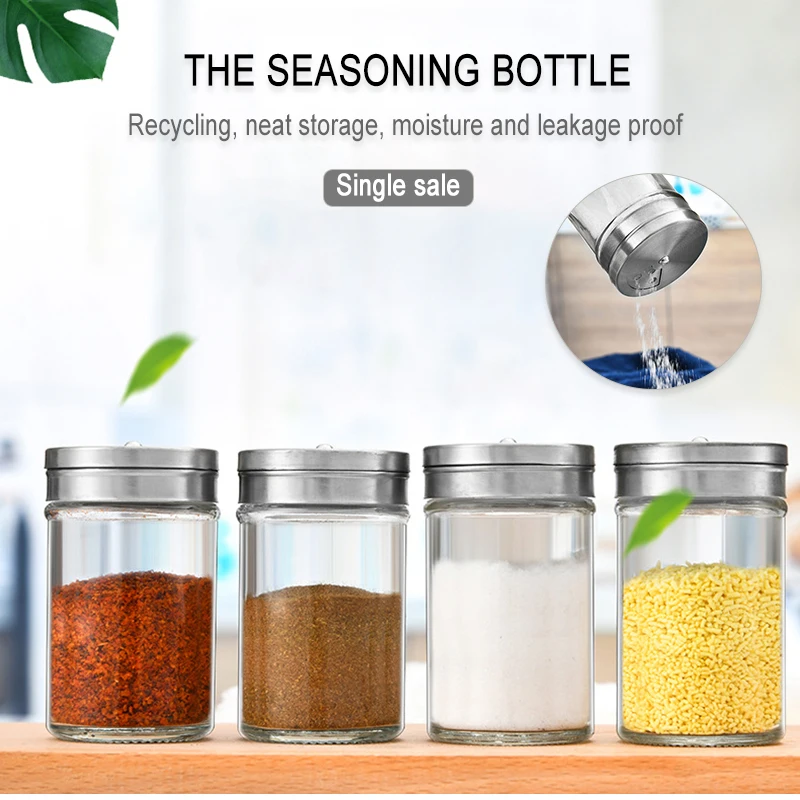 1 Pcs Glass Spice Jars Empty Spice Bottles Airtight Metal Caps Containers Aluminum Caps spice jar,seasoning jar