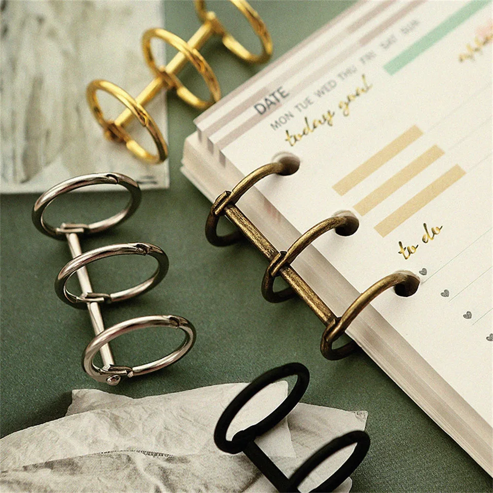 2pcs 3 Holes Loose Leaf Binder Rings Circle Rings Binding Scrapbook Binding Buckle Hoop Photo Album Ring Binder Stationery