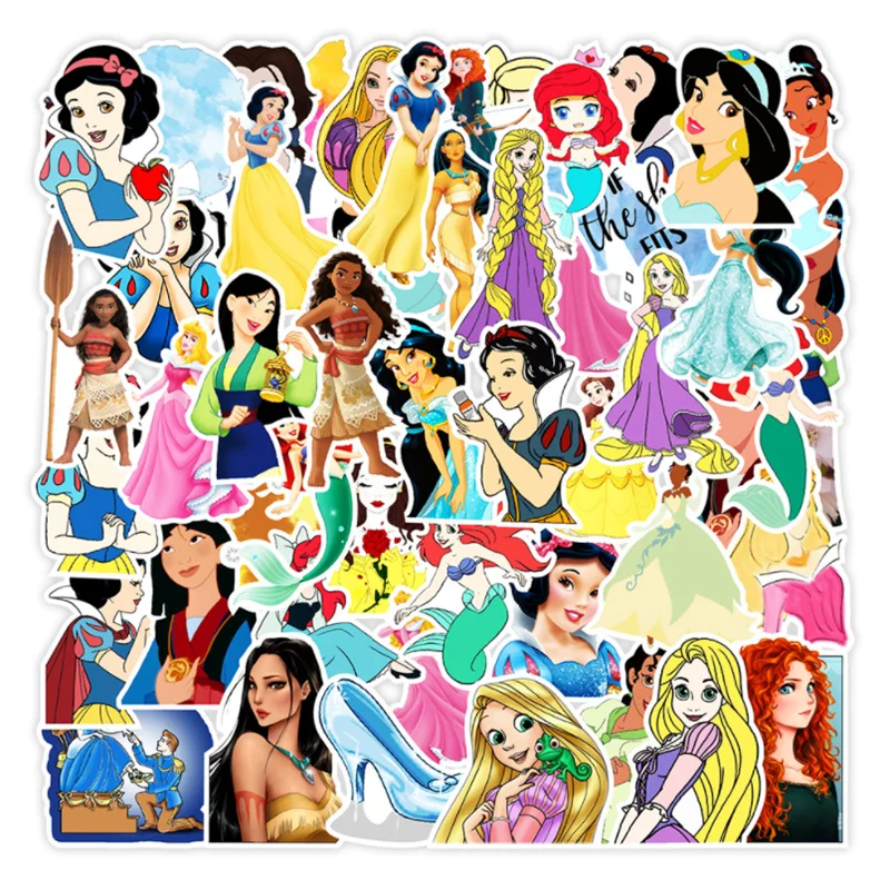 

50PCS Disney Snow White Cosplay Stickers Graffiti For Laptop Luggage Bike Car Skateboard Waterproof Decal Toys