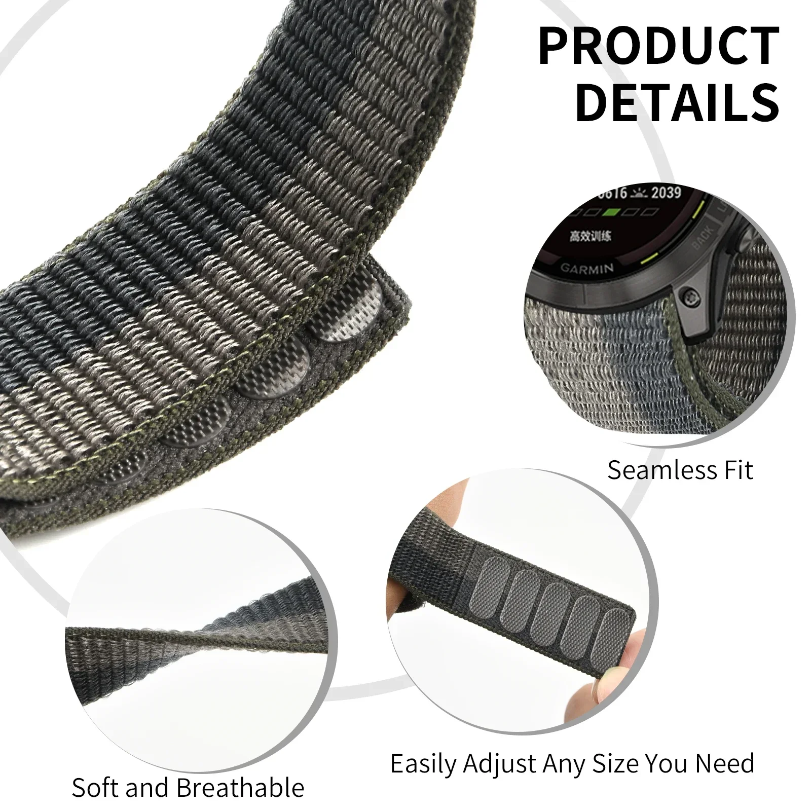 Premium Nylon Hook and Loop Strap for Smartwatches – Adjustable and Durable Watch Band Bracelet