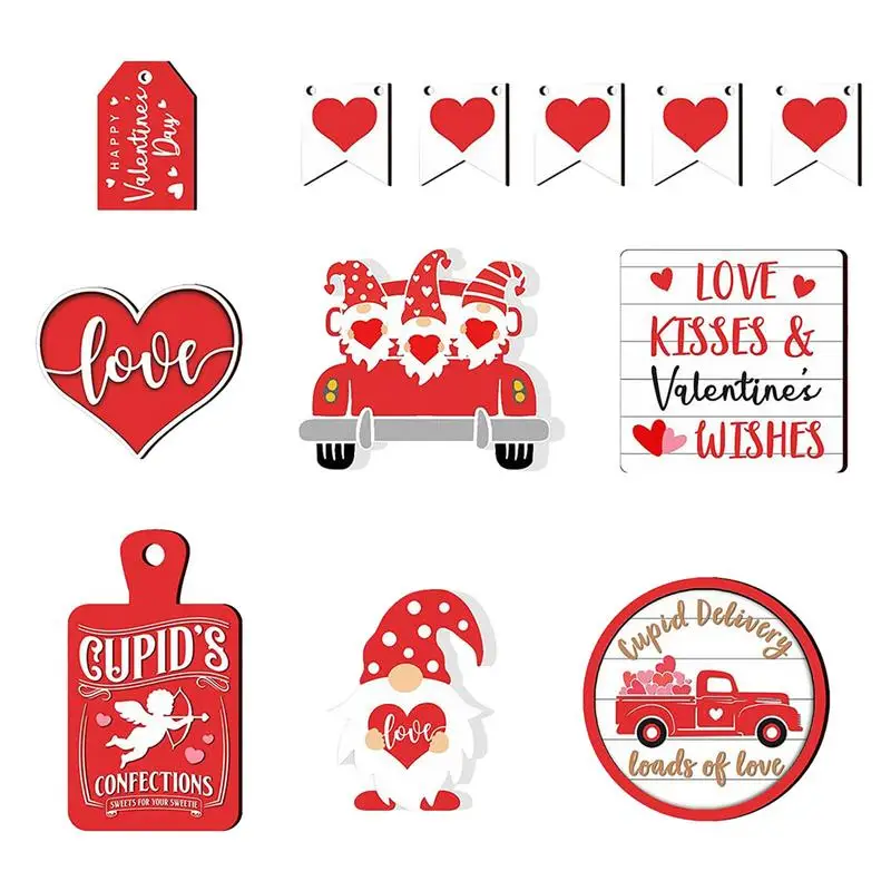

Tiered Tray Valentines Decor Love Heart Wood Sign Tray Decor Set Valentines Day Table Decoration Love Table Centerpiece Decor