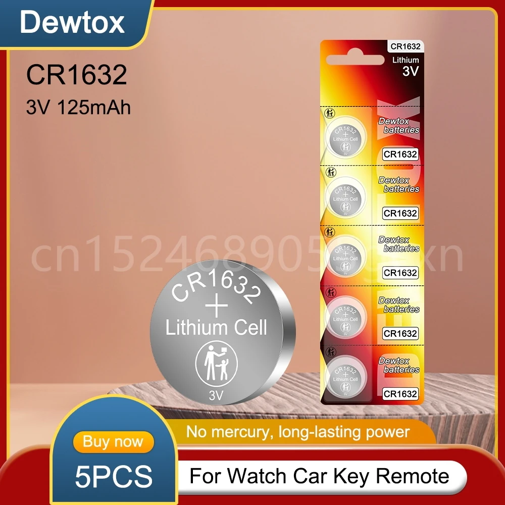 5-Stuks-3V-125Mah-Cr1632-Muntcellen-Batterijen-Cr-1632-Dl1632-Br1632 ...