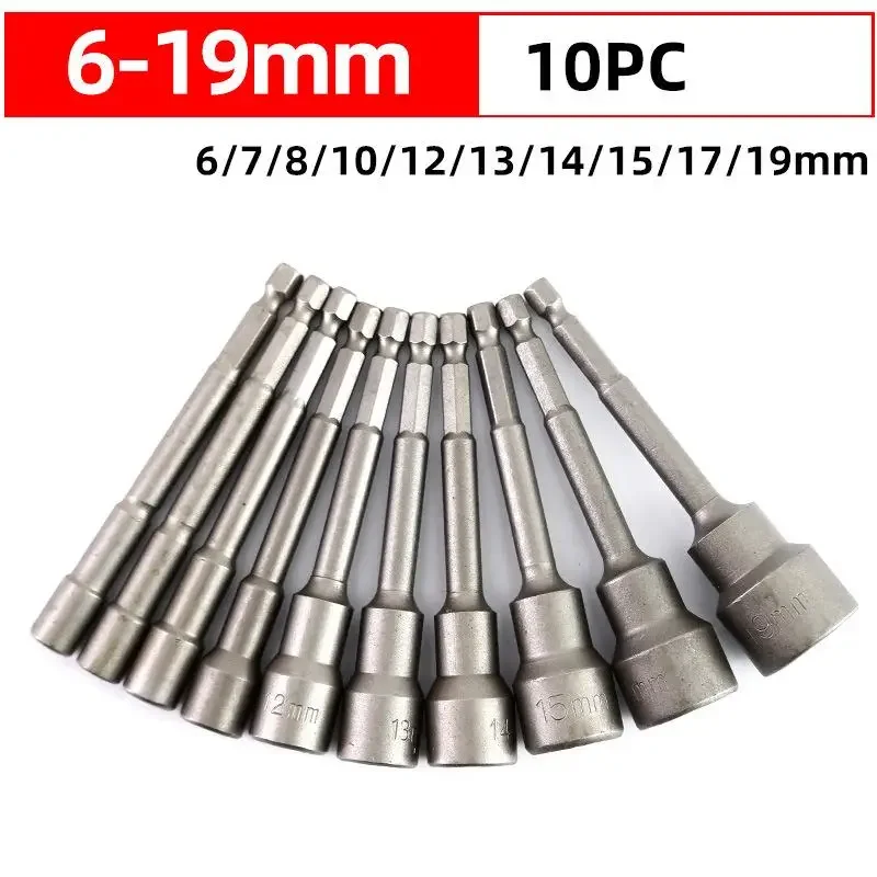 Magnetic Impact Nut Screwdrive Socket Set Metric Grade Nut  Driver Drill Bit Set 6.35mm Hex Shank 100mm Drill Bits Adapter Tools 3