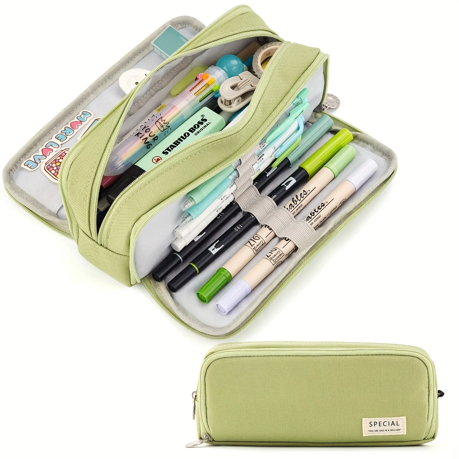 Chic Pink Multi-Layer Pencil Case - Durable & Spacious