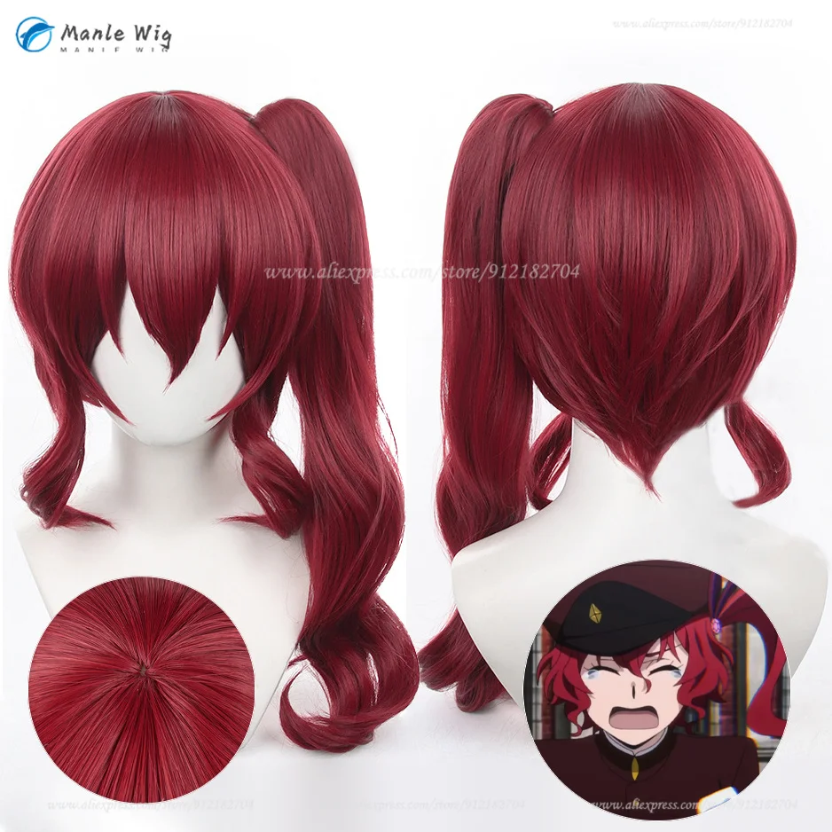 

Anime Bungo Stray Dogs Season 4 Teruko Okura Cosplay Wig 50cm Long Ruby Wigs Heat Resistant Synthetic Hair Bungou Stray Dogs Wig