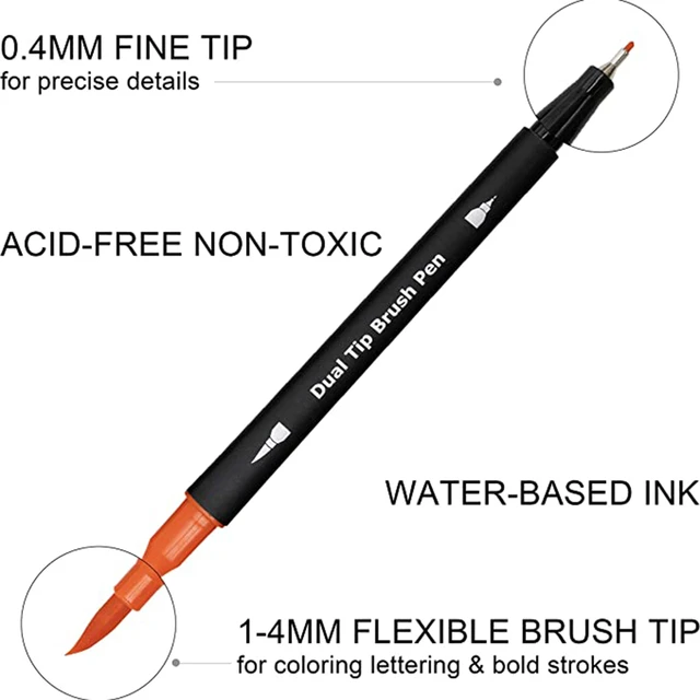 36 Colors Dual Tip Brush Art Marker Pens Coloring Markers Fine