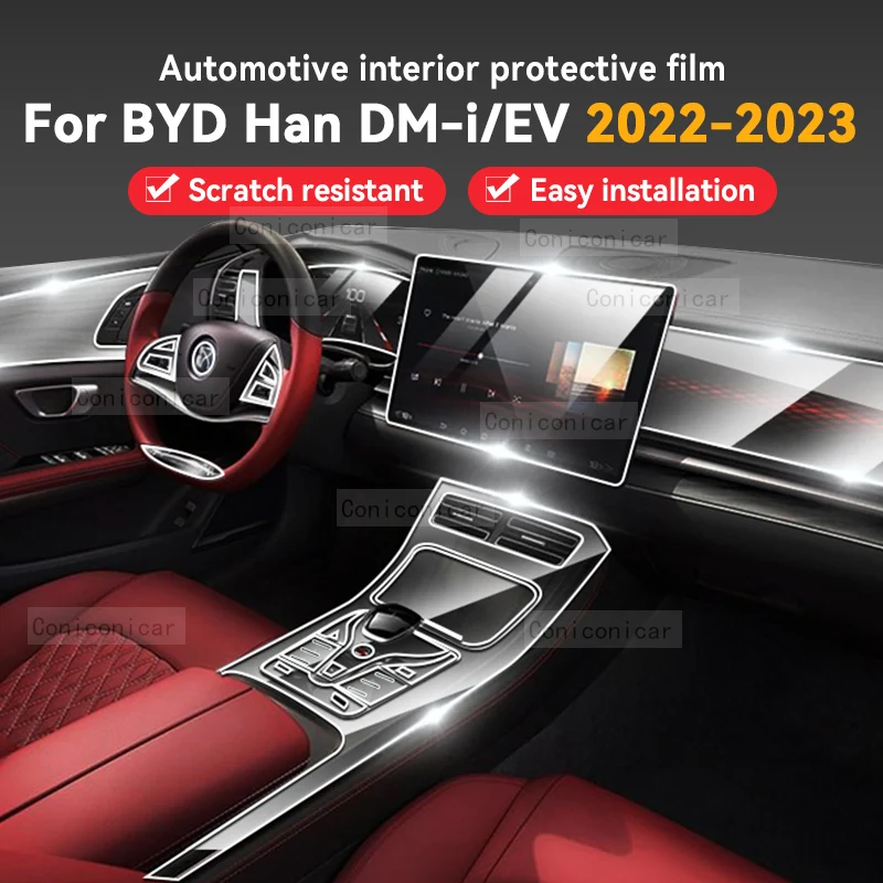

For BYD HAN DM-i EV 2022 2023 Car Interior Gearbox Panel Dashboard Center console Anti-Scratch Protective Film Accessories