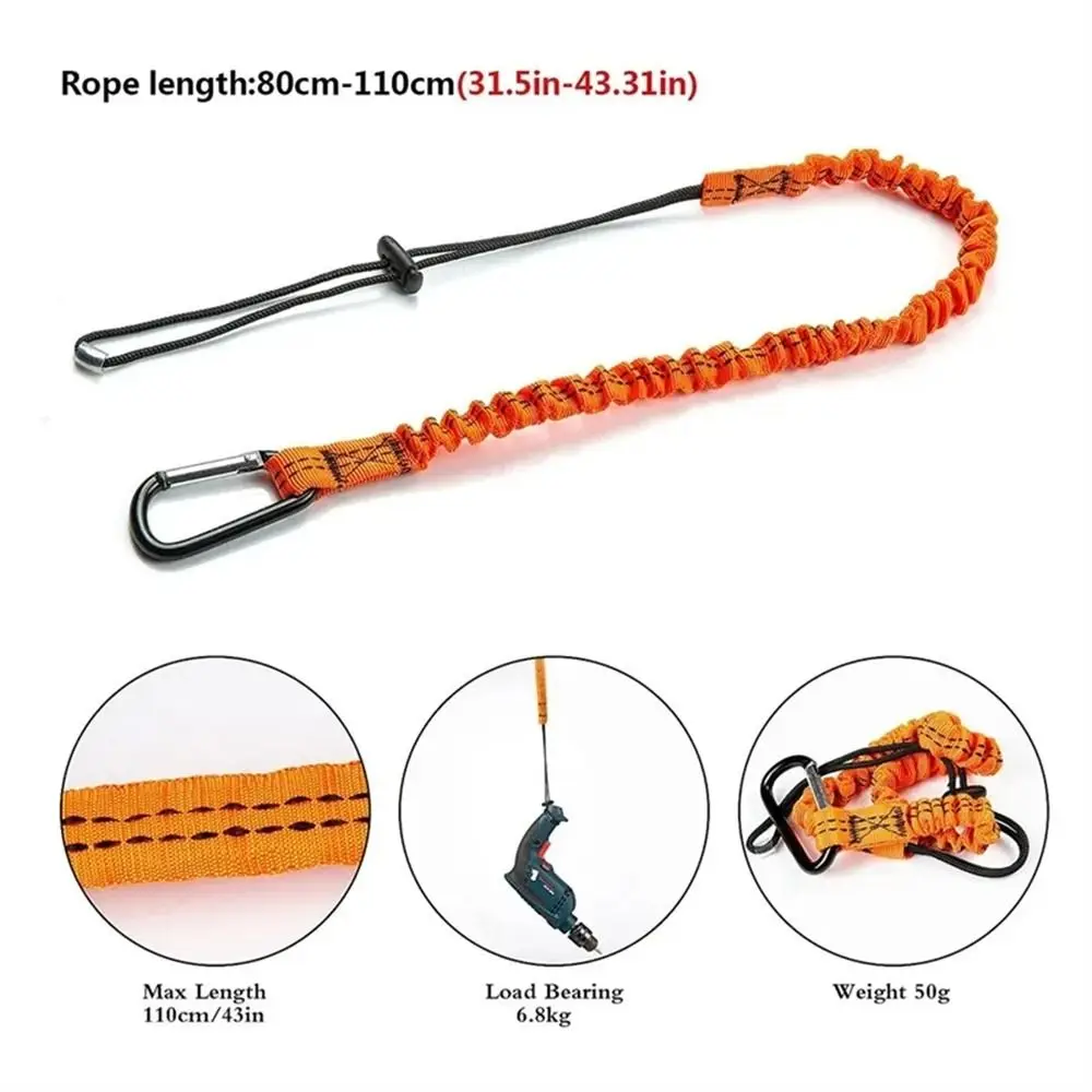 With Carabiner Hook Safety Bungee Tether Anti-Falling Climbing Working Tool Safety Rope Nylon Telescopic Tool Lanyard