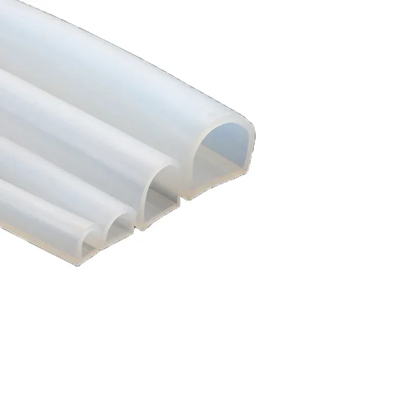 Sealing Strip 1-5M D Shape Silicone Rubber Sealing Strip Semi Circle Hollow High Temperature Self Adhesive Door Window Sound Insulating Strip