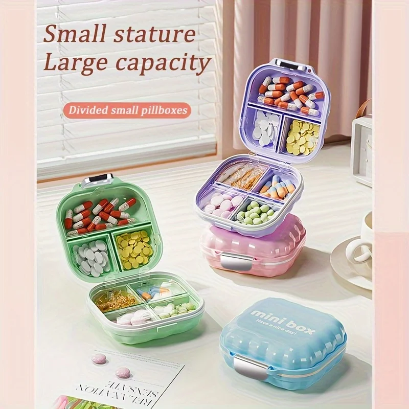 1 Portable Pill Box, Suitable for 7-Day Travel, 7-Compartment Pill Organizer, Sealed Storage Container, Jewelry Case