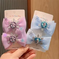 2Pcs Toddler Girl Elsa Hairclip Princess Girl Bow Hair Clips Baby Girl Party Gift 1