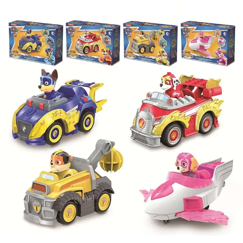 Anime Original Paw Patrol Cars Rescue Mighty Super Building Blocks Toys for Children Christmas Gift