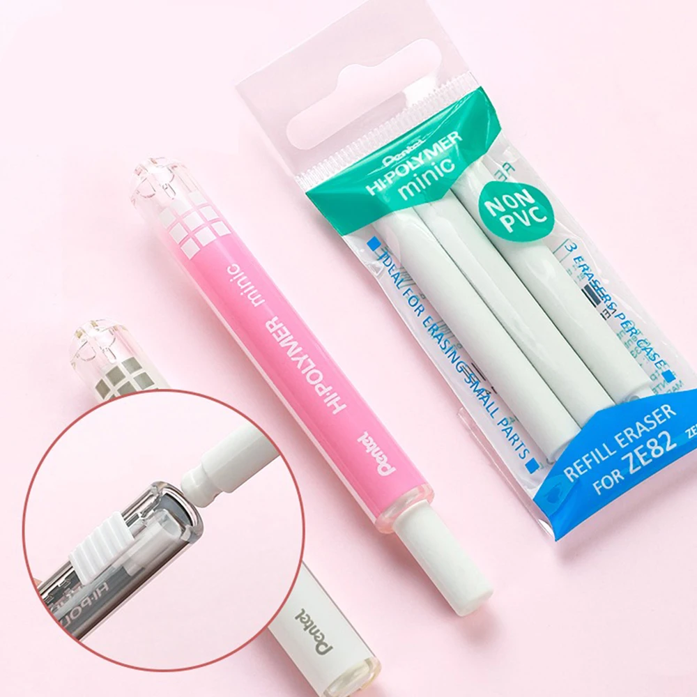 1pcs Japan Pentel Pencil Eraser ZE82 Mini Pen Style Automatic Retractable Cute Art Eraser Clean Debris Free Creative Stationery pencil eraser