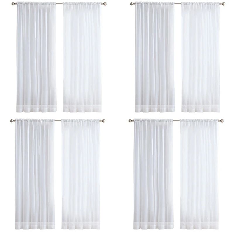 

8Pcs Super Soft Great Hand Feeling White Tulle Curtains For Living Room Decoration Modern Veil Chiffon Solid Sheer Voile