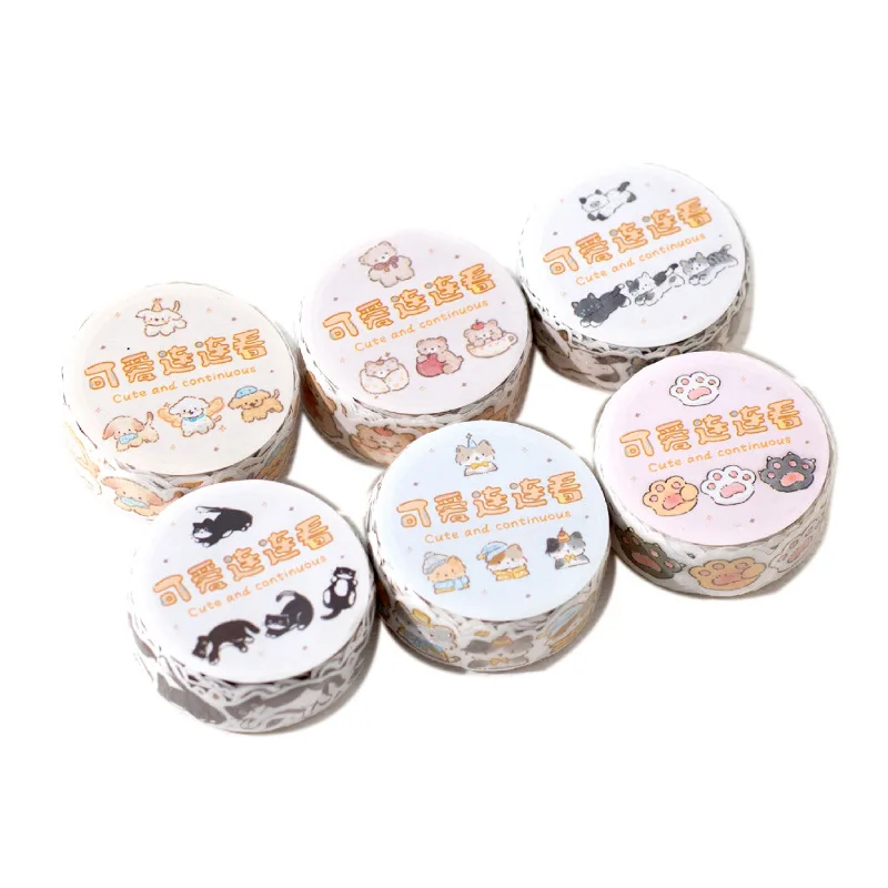 1Pc Cartoon Animals Series Washi Tape Cute Sticker Decorative Collage Adhesive DIY Scrapbooking Hand Made Masking Stationery 6