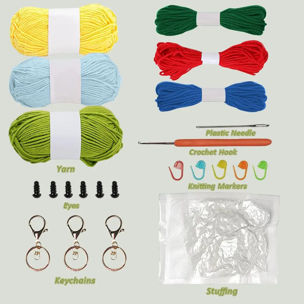 Handmade Doll Crochet Material Kit Cartoon Dinosaur With Crochet Hook Marker Buckle Wonderful Gifts For Lovers Beginners