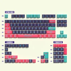 Cyberpunk Cherry Profile Side - Engraved Translucent PBT Keycap Set (129 Keys) (Keycaps pink red)