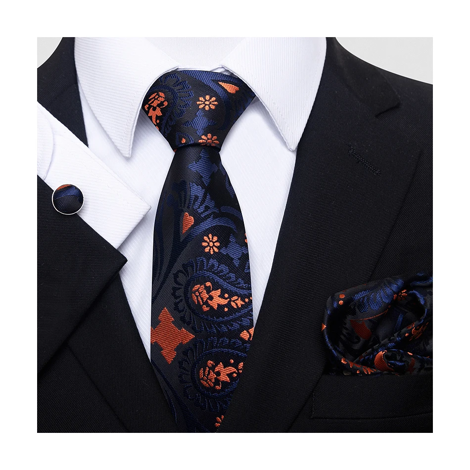 

Great Quality Dropshipping Birthday Gift 8 cm Tie Hanky Cufflink Set Tie Necktie Formal Clothing hombre Geometric Office