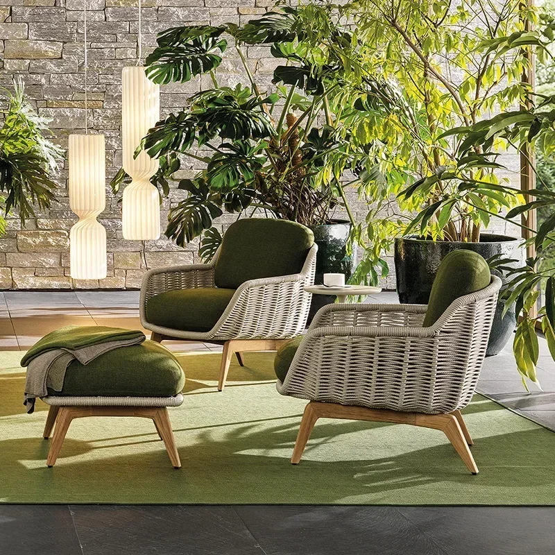 Nordic Outdoor Garden Chairs Villa Hotel Courtyard Rope Chair Designer Garden Terrace Balcony Leisure Chair Outdoor Furniture WW