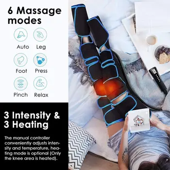 Leg Muscle Relaxer 6 modes Air Compression Recovery Boot Lymph Release Relieve Foot Fatigue Heating