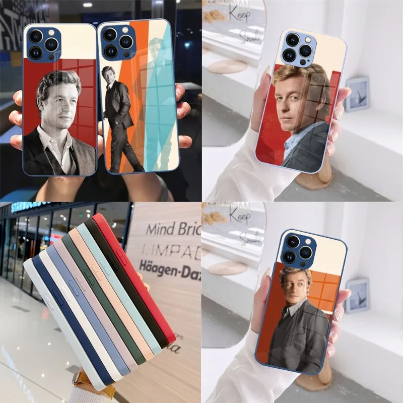 The Mentalist Red John Simon Baker Custodia In Vetro Blu Navy Per Iphone 13 14 12 11 Pro Xs Max Plus Mini X Xr 8 7 6S Se2020