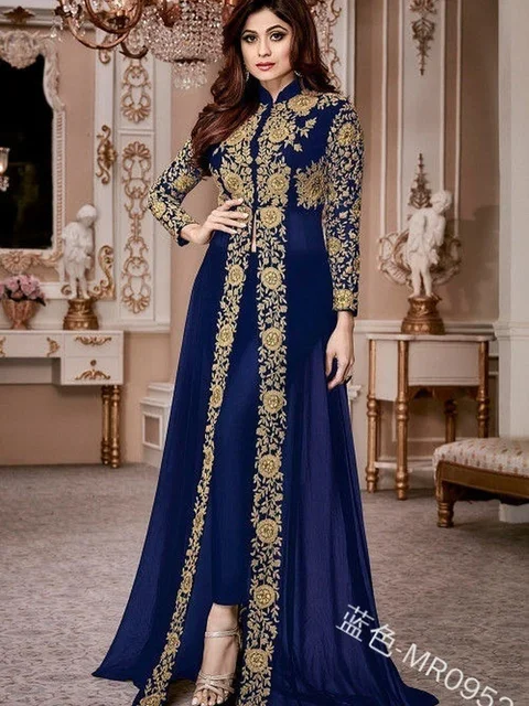 Elegant Stand Collar Women Dress Muslim Abaya 2 Piece Set Floral Full Sleeve Big Swing A-line Party Maxi Vestidos Long Dresses 4