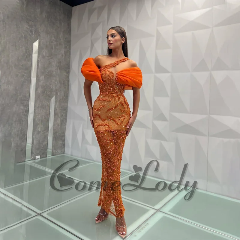 

Comelody Luxury Celebrity Gown Evening Dress Saudi Arabric Puff Sleeve Illusion Crystals Backless Robes De Soirée Custom Made