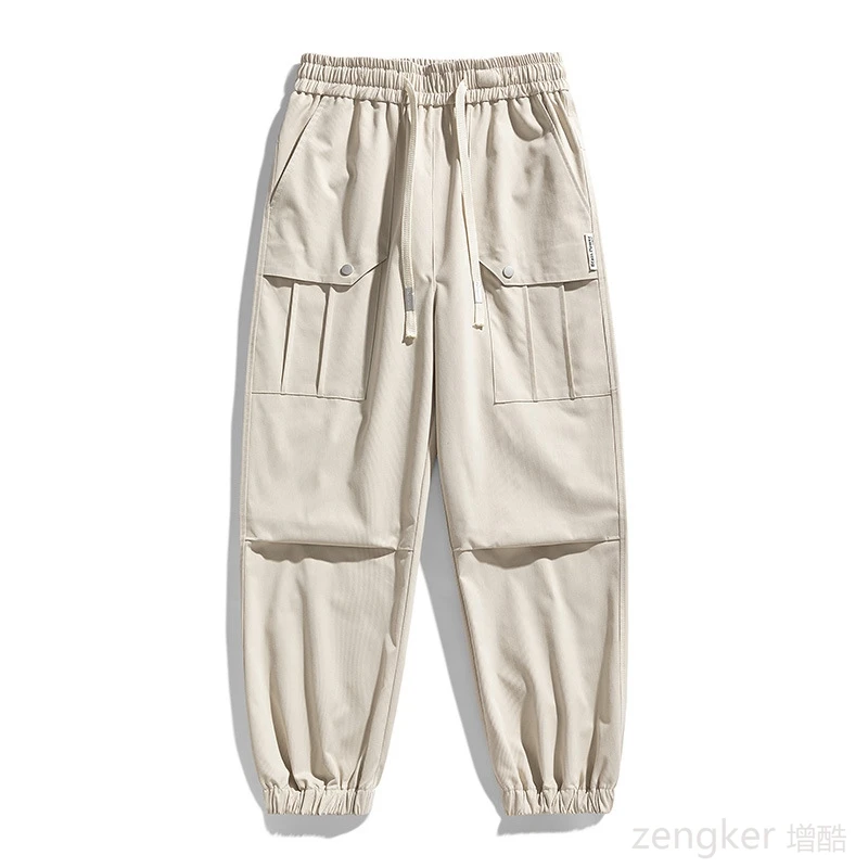 Spring  Autumn Season New Pants Trendy Casual Work Pocket Men's Sports Pants Drawstring Tie Leggings 140kg 9xl 2