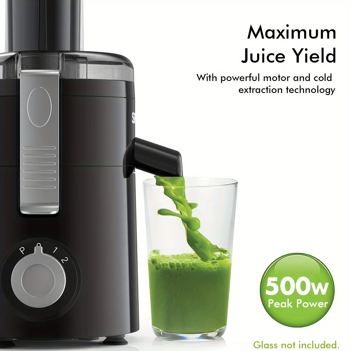 SiFENE Compact Centrifugal Juicer with 3-Speed Settings, Fast Juicer Machine for Fruit & Veggie, Easy to Clean, BPA Free, Black 2