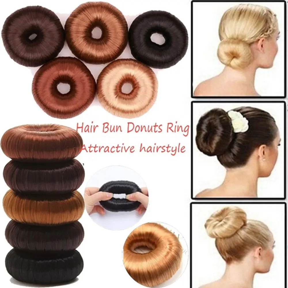 

Women Elegant Hair Accessories Black Hair Wig Brown Hair Donut Shaper Bun Maker Hair Ring Hair Styling Tools