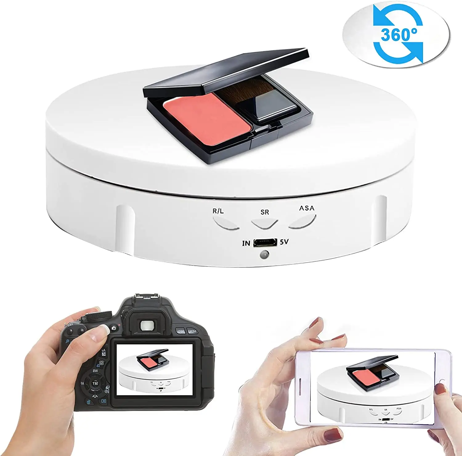 リモコン付き電動ターンテーブル,360度回転ディスプレイ,6色背景