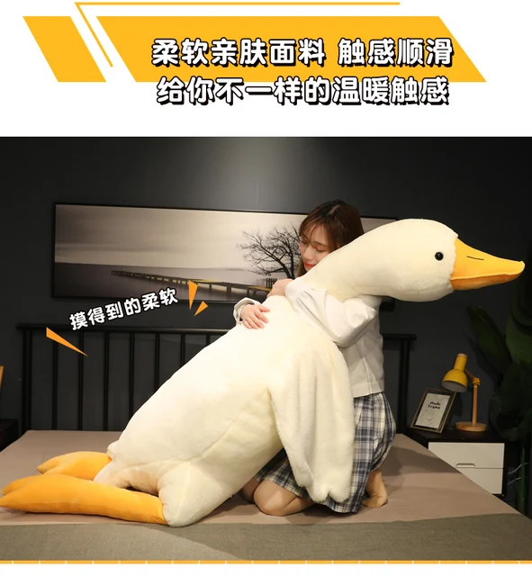 Peluche De Cisne Gigante Con Cuello Largo, Almohada De Felpa De Ganso Blanco Suave Para Abrazar, Bonita Almohada De Peluche Para Abrazar, Muñecos De Peluche De Pato, Regalos (1, 55 Pulgadas