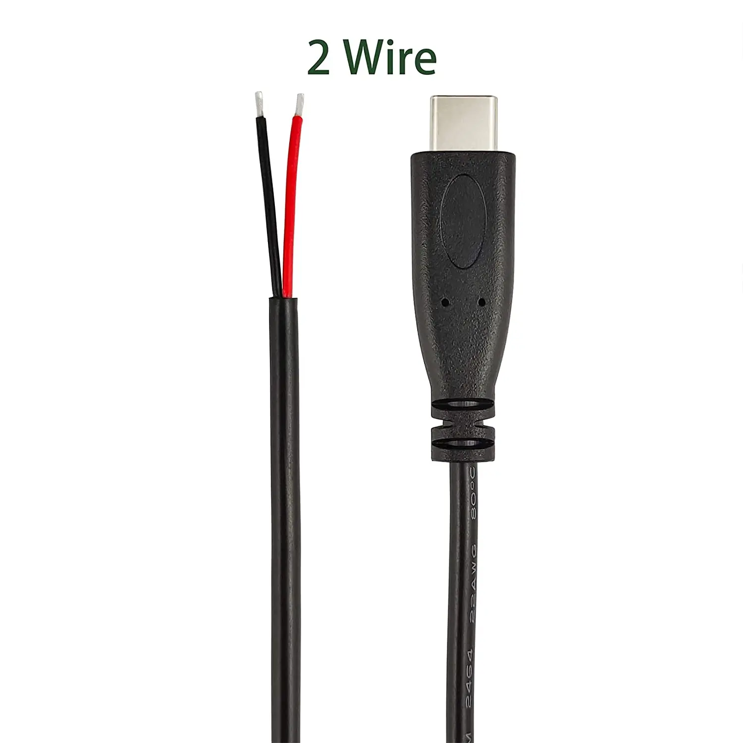 Charging Cable USB Charging Cable USB C Pigtail 2 Core Cable 4-Pack USB 2.0 Male Plug 2pin Wire DIY Pigtail Cable 5V 3A 22AWG C Power Cable Black (9.8Inch/25