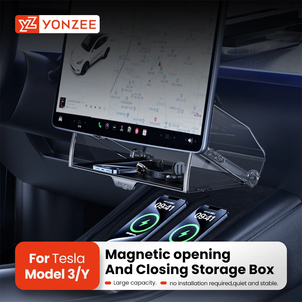 YZ For Tesla Model 3/Y/YL Juniper 2021-2026 Organizer Accessories central control screen storage box tissue box storage