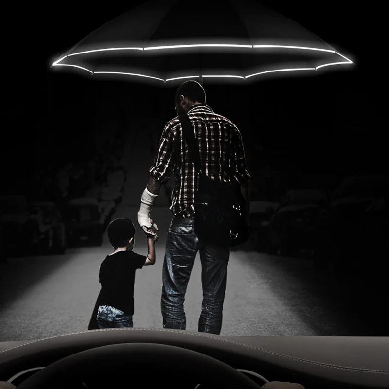 Women Umbrella Transparent Handle With Reflective Strip 230T Large Strong Parasol For Car Men Bumbershoot For Xiaomi