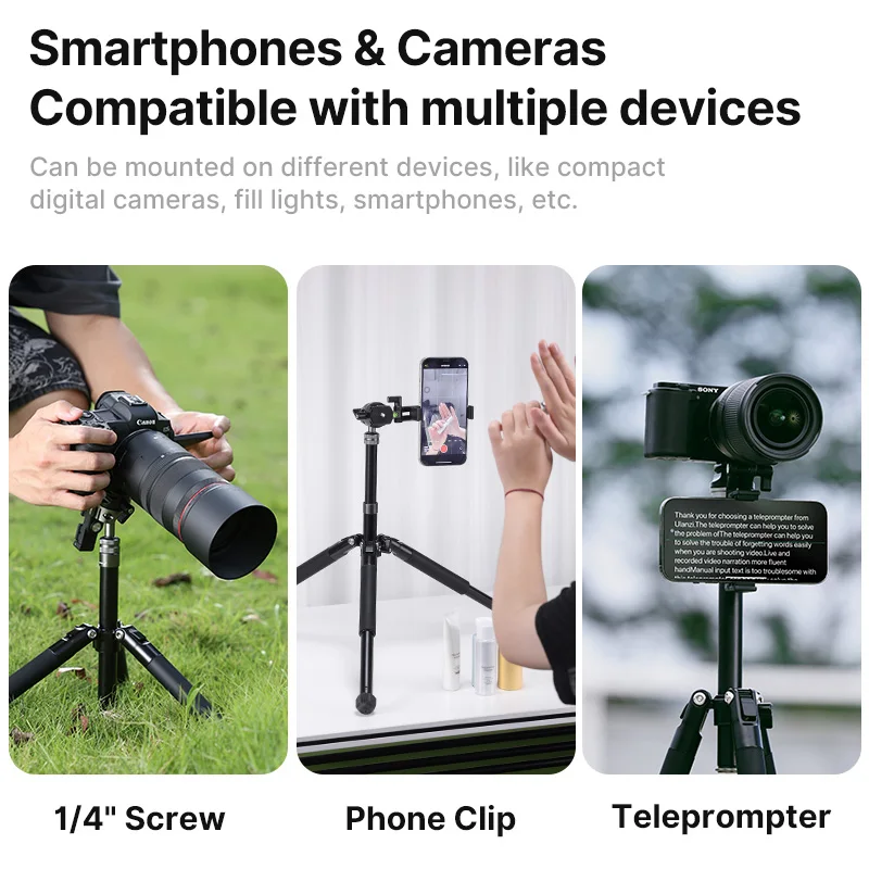 Ulanzi MT-63 26CM Portable Mini Tripod with 360° Panoramic Head Horizontal and Vertical Shooting for Smartphones Cameras