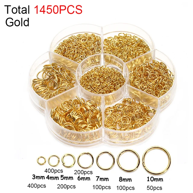 450-1450pcs/Box Jewelry Making Kits Lobster Clasp Open Jump Rings End Crimps Beads Box Sets Handmade Bracelet Necklace Findings L3 Gold