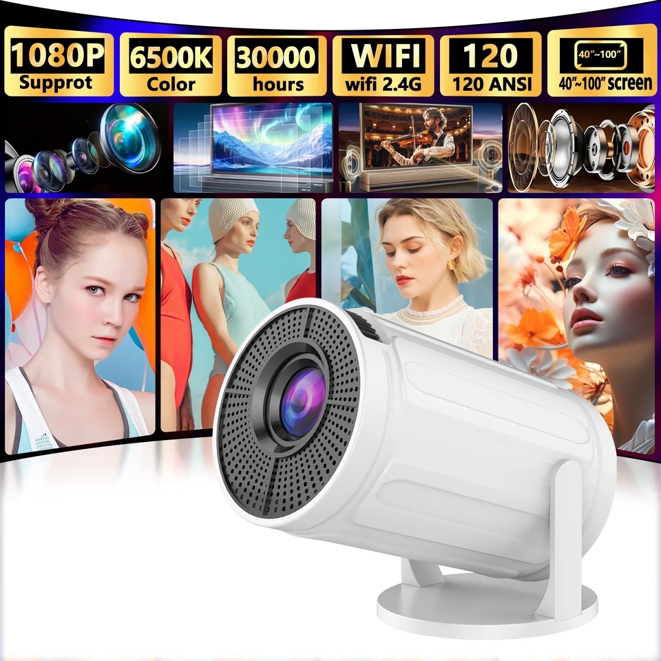 RUSMR Projector RY008  PRO 4K Android Dual Wifi6 290ANSI Allwinner H713 BT5.0 1080P 1280*720P Home Cinema Outdoor Projetor