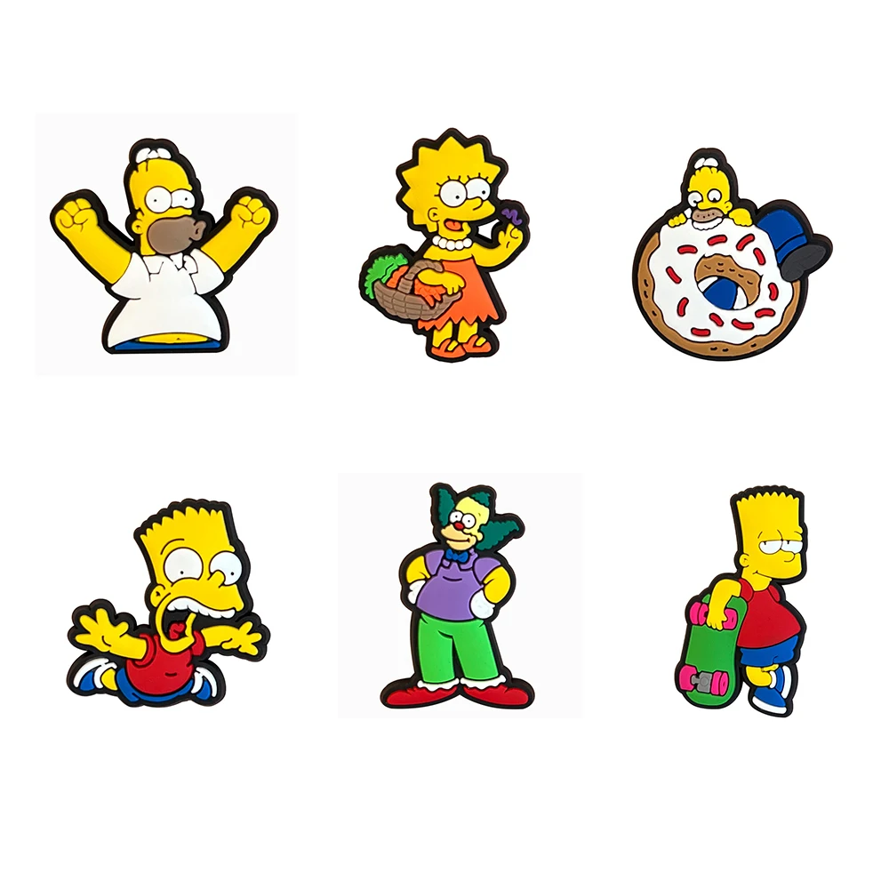 1-100pcs Cartoon Wacky Simpson Anime Series PVC Shoe Charms Accessories DIY Creativity Sandal Wristbands Party Decorations