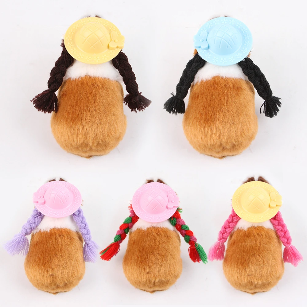 Cute Mini Cap Small Pets Decoration Hat Hamster Parrot Guinea Pig Braided Hair Hats Doll Accessories Pets Party Costume Caps